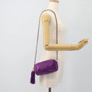 CHANEL Matelasse Chain Shoulder Bag Lamb Skin Purple Gold CC Auth 181924SM-24