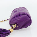 CHANEL Matelasse Chain Shoulder Bag Lamb Skin Purple Gold CC Auth 181924SM-3
