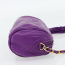 CHANEL Matelasse Chain Shoulder Bag Lamb Skin Purple Gold CC Auth 181924SM-4