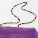 CHANEL Matelasse Chain Shoulder Bag Lamb Skin Purple Gold CC Auth 181924SM-14