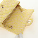 CHANEL Matelasse Chain Shoulder Bag Wool Tweed Yellow Gold CC Auth 181926SM-19