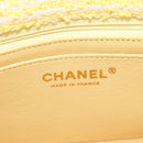 CHANEL Matelasse Chain Shoulder Bag Wool Tweed Yellow Gold CC Auth 181926SM-21