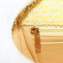 CHANEL Matelasse Chain Shoulder Bag Wool Tweed Yellow Gold CC Auth 181926SM-24