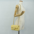 CHANEL Matelasse Chain Shoulder Bag Wool Tweed Yellow Gold CC Auth 181926SM-27