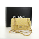 CHANEL Matelasse Chain Shoulder Bag Wool Tweed Yellow Gold CC Auth 181926SM-12