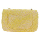 CHANEL Matelasse Chain Shoulder Bag Wool Tweed Yellow Gold CC Auth 181926SM-2