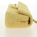 CHANEL Matelasse Chain Shoulder Bag Wool Tweed Yellow Gold CC Auth 181926SM-4