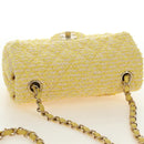 CHANEL Matelasse Chain Shoulder Bag Wool Tweed Yellow Gold CC Auth 181926SM-6