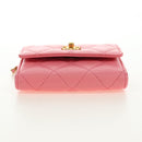 CHANEL Matelasse Chain Wallet Coco Ball Bag Lamb Skin Pink Gold CC Auth 181927M-5