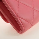 CHANEL Matelasse Chain Wallet Coco Ball Bag Lamb Skin Pink Gold CC Auth 181927M-16