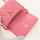 CHANEL Matelasse Chain Wallet Coco Ball Bag Lamb Skin Pink Gold CC Auth 181927M-19