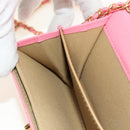 CHANEL Matelasse Chain Wallet Coco Ball Bag Lamb Skin Pink Gold CC Auth 181927M-22