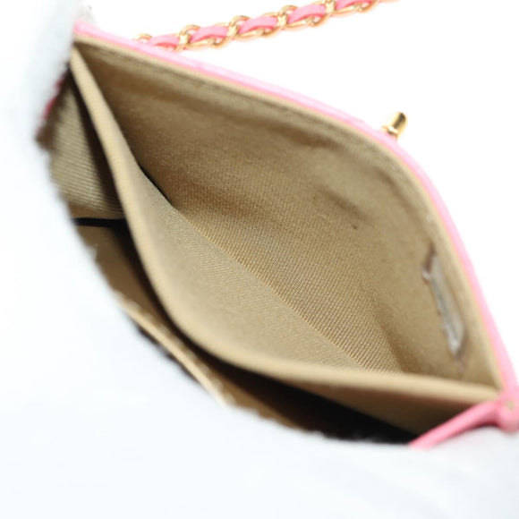 CHANEL Matelasse Chain Wallet Coco Ball Bag Lamb Skin Pink Gold CC Auth 181927M
