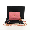CHANEL Matelasse Chain Wallet Coco Ball Bag Lamb Skin Pink Gold CC Auth 181927M-12