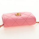 CHANEL Matelasse Chain Wallet Coco Ball Bag Lamb Skin Pink Gold CC Auth 181927M-6