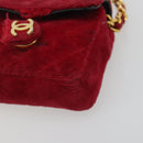 CHANEL Matelasse Chain Shoulder Bag Velor Red Gold CC Auth 181928-10