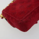 CHANEL Matelasse Chain Shoulder Bag Velor Red Gold CC Auth 181928-13