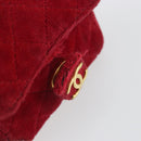 CHANEL Matelasse Chain Shoulder Bag Velor Red Gold CC Auth 181928-15