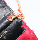 CHANEL Matelasse Chain Shoulder Bag Velor Red Gold CC Auth 181928-17