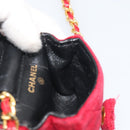 CHANEL Matelasse Chain Shoulder Bag Velor Red Gold CC Auth 181928-20