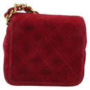 CHANEL Matelasse Chain Shoulder Bag Velor Red Gold CC Auth 181928-3