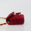 CHANEL Matelasse Chain Shoulder Bag Velor Red Gold CC Auth 181928-5
