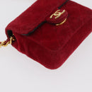 CHANEL Matelasse Chain Shoulder Bag Velor Red Gold CC Auth 181928A-9