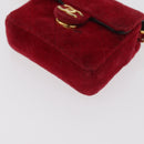 CHANEL Matelasse Chain Shoulder Bag Velor Red Gold CC Auth 181928A-14