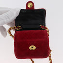 CHANEL Matelasse Chain Shoulder Bag Velor Red Gold CC Auth 181928A-10