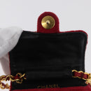 CHANEL Matelasse Chain Shoulder Bag Velor Red Gold CC Auth 181928A-18