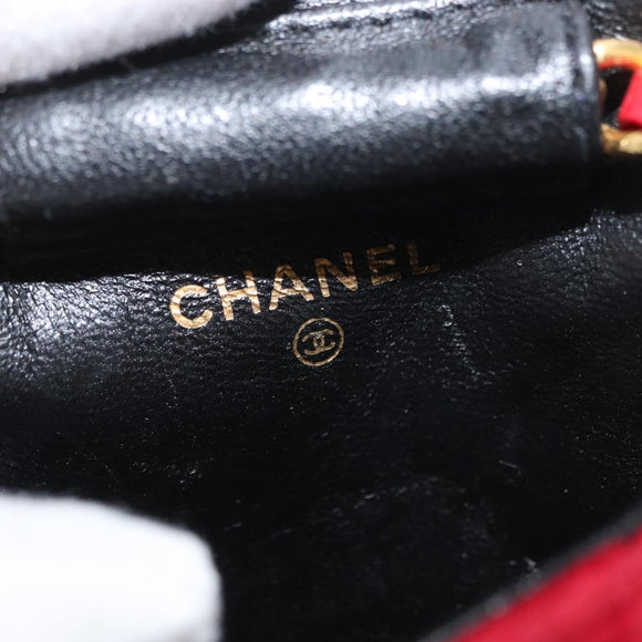 CHANEL Matelasse Chain Shoulder Bag Velor Red Gold CC Auth 181928A