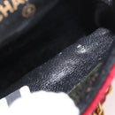 CHANEL Matelasse Chain Shoulder Bag Velor Red Gold CC Auth 181928A-11