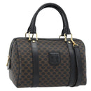 CELINE Macadam Canvas Hand Bag PVC Leather 2way Black Gold Auth 181930V-1