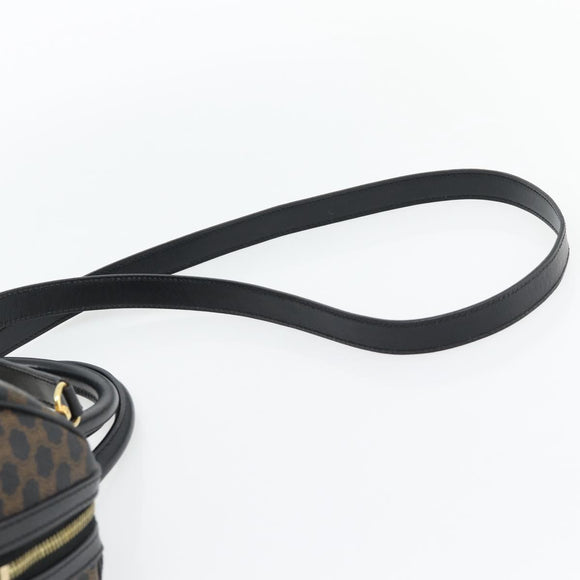 CELINE Macadam Canvas Hand Bag PVC Leather 2way Black Gold Auth 181930V