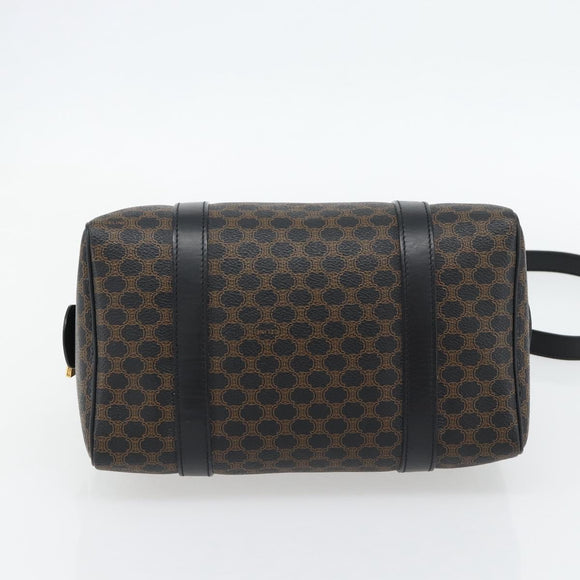 CELINE Macadam Canvas Hand Bag PVC Leather 2way Black Gold Auth 181930V