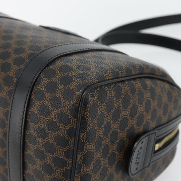 CELINE Macadam Canvas Hand Bag PVC Leather 2way Black Gold Auth 181930V