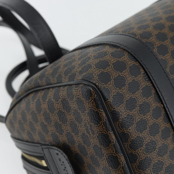 CELINE Macadam Canvas Hand Bag PVC Leather 2way Black Gold Auth 181930V
