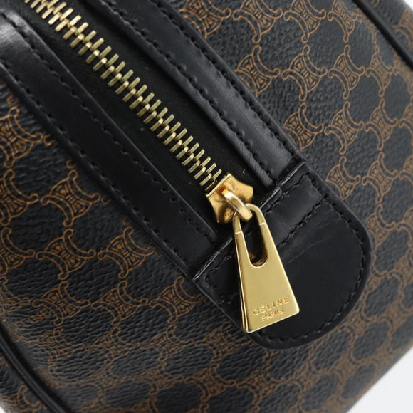 CELINE Macadam Canvas Hand Bag PVC Leather 2way Black Gold Auth 181930V