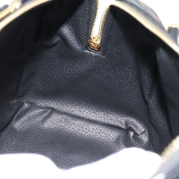 CELINE Macadam Canvas Hand Bag PVC Leather 2way Black Gold Auth 181930V