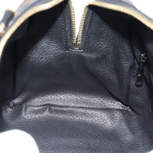 CELINE Macadam Canvas Hand Bag PVC Leather 2way Black Gold Auth 181930V