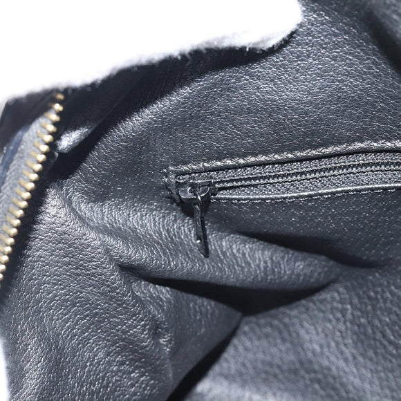 CELINE Macadam Canvas Hand Bag PVC Leather 2way Black Gold Auth 181930V