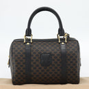 CELINE Macadam Canvas Hand Bag PVC Leather 2way Black Gold Auth 181930V-12