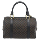 CELINE Macadam Canvas Hand Bag PVC Leather 2way Black Gold Auth 181930V-2