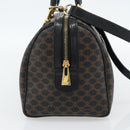 CELINE Macadam Canvas Hand Bag PVC Leather 2way Black Gold Auth 181930V-3