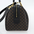 CELINE Macadam Canvas Hand Bag PVC Leather 2way Black Gold Auth 181930V-4