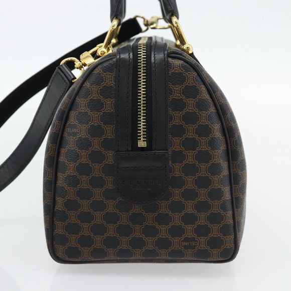 CELINE Macadam Canvas Hand Bag PVC Leather 2way Black Gold Auth 181930V
