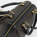 CELINE Macadam Canvas Hand Bag PVC Leather 2way Black Gold Auth 181930V-6