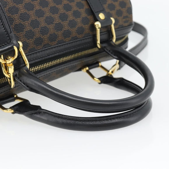 CELINE Macadam Canvas Hand Bag PVC Leather 2way Black Gold Auth 181930V