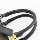 CELINE Macadam Canvas Hand Bag PVC Leather 2way Black Gold Auth 181930V-14