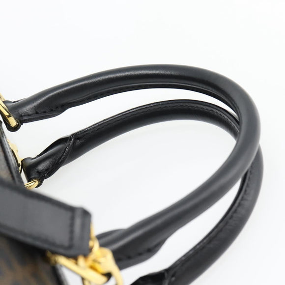 CELINE Macadam Canvas Hand Bag PVC Leather 2way Black Gold Auth 181930V